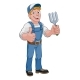 Gardener Garden Fork Tool Handyman Cartoon Man - GraphicRiver Item for Sale