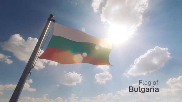 Bulgaria Flag on a Flagpole V2