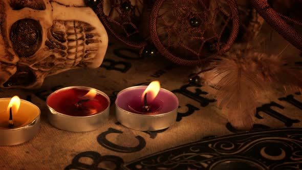 Skull And Candles On Ouija Spirit Board 4