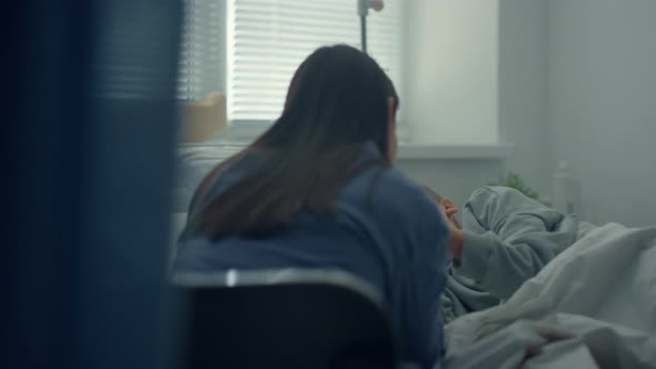 Little Girl Lying Hospital Bed