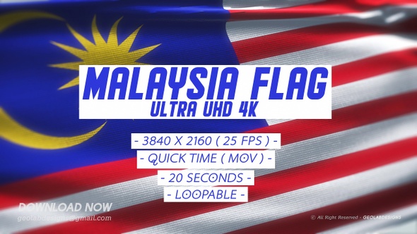 Malaysia Flag - Ultra UHD 4K Loopable