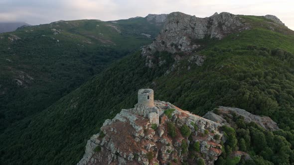 Aerial View of Old Monument on the Top of Mountain