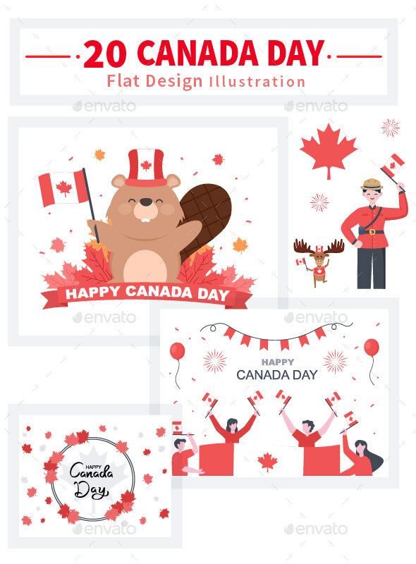 20 Happy Canada Day Celebration Illustration