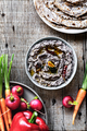 Homemade Black Bean Dip with some fresh vegetables - PhotoDune Item for Sale