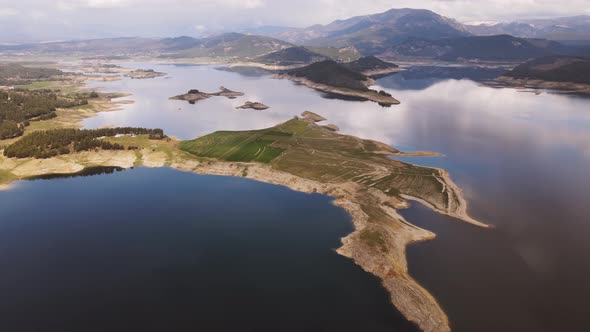 Aerial view of Karacaoren Dam Lake in Antalya province, Turkey