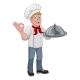 Chef Cook Man Cartoon Holding A Dome Tray - GraphicRiver Item for Sale