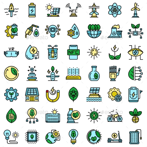 Eco Innovation Icons Set Vector Flat