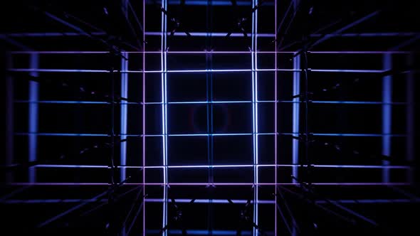 Vj Loop Abstract Mirror Tunnel Blue Lines 02