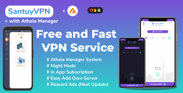 Santuy VPN Best Secure VPN, Free and Fast Virtual Private Network With Admob (Old AtheiaVPN)