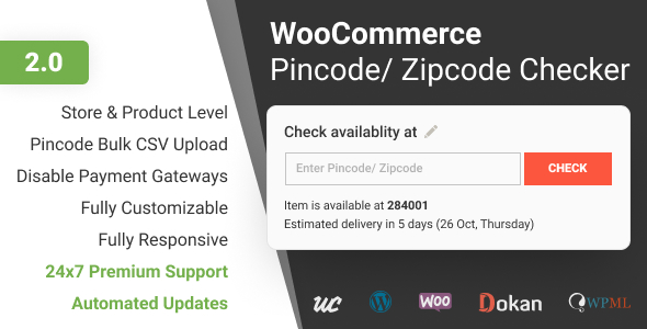 WooCommerce Pincode/ Zipcode Checker