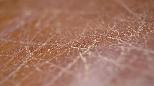 Aged shabby cracked brown leather surface. Macro