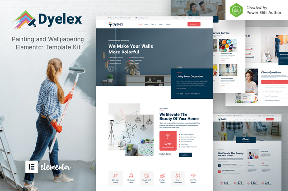 Dyelex – Painting & Wallpapering Service Elementor Template Kit