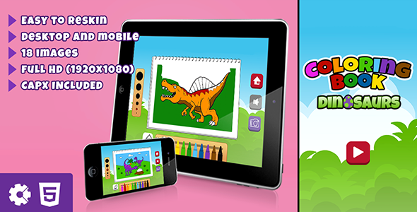 Download Download Dinosaurs Coloring Book Html5 Educational Game Capx On Codecanyon Bookly