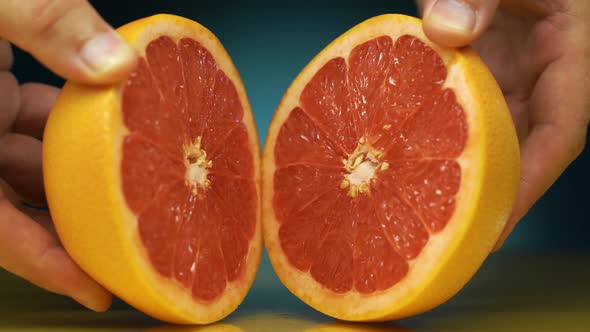 Pink Grapefruit Cut in Half