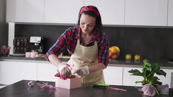 Packaging of Homemade Desserts Decorating with Flowers