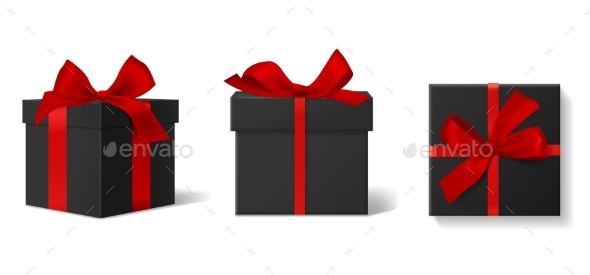 Realistic Black Gift Boxes