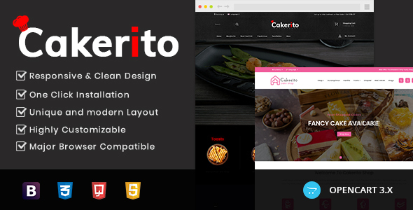 Cakerito - Cake Shop Opencart 3.x Responsive Theme
