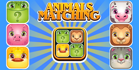 Animals Matching Game (CAPX | HTML5 | Cordova) Memory Matching Mini Game