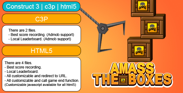 Amass The Boxes Game (Construct 3 | C3P | HTML5) Customizable and All Platforms Supported