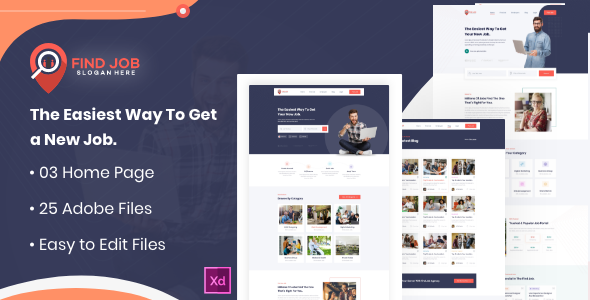 Findjob- Freelancer and Employers Jobs Search XD Template