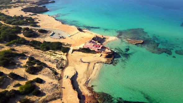 Cala Comte beach in Ibiza, Spain