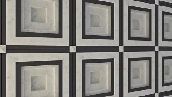 Abstract wall with black and white squares