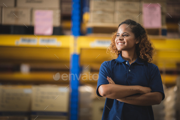 African American worker person working with safety in warehouse logistic factory / Photodune, Misc