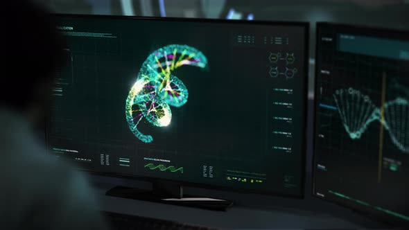 Medical doctor is Controlling the study of coronavirus cells genetic composition alt