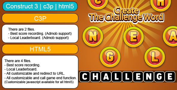 Create The Challenge Word  (Construct 3 | C3P | HTML5) Customizable and All Platforms Supported