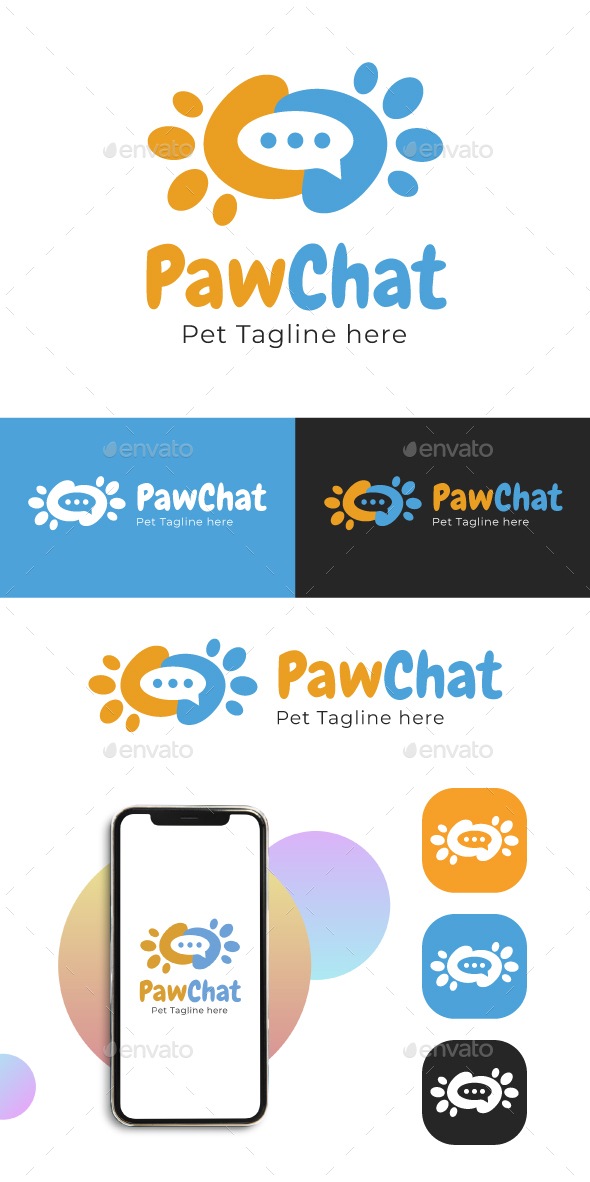 Paw Chat logo - Pet Chat Logo