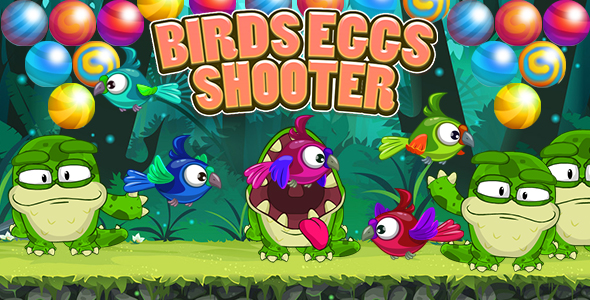 Birds Eggs Shooter Bubble Shooter Game (Construct 3 | C3P | HTML5) Admob Ready
