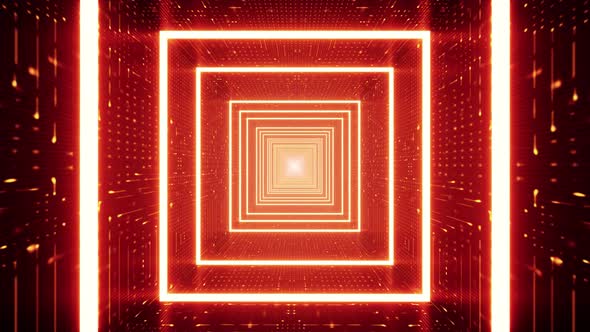 Hypnotic Red Square Light Tunnel
