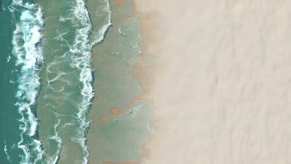 Sea wave Beach top view white sand