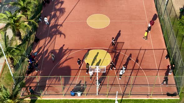 Basketball court Aerial View 4 K Alanya Turkey