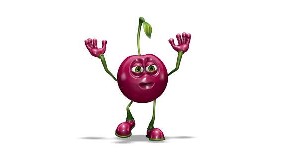 Comic Cherry  Looped Dance on White Background alt