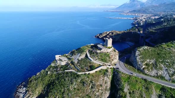 Drone Fly Over The Castle in Sicily