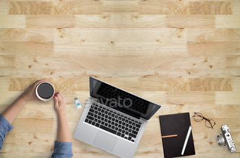 Top view of office stuff or hipster desktop. / Photodune, Misc