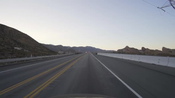 Empty Highway Freeway with No Traffic and in California Due To Coronavirus Covid 19 with Sun Setting