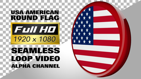 USA American Round Flag Video Animation