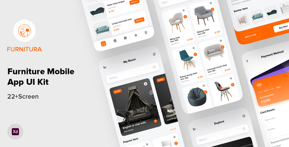 FURNITURA - Furniture Mobile App UI Kit For Adobe XD