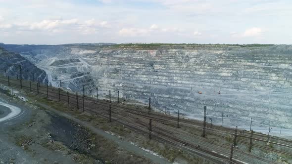 Aerial view railway at the top of Huge asbestos quarry 10