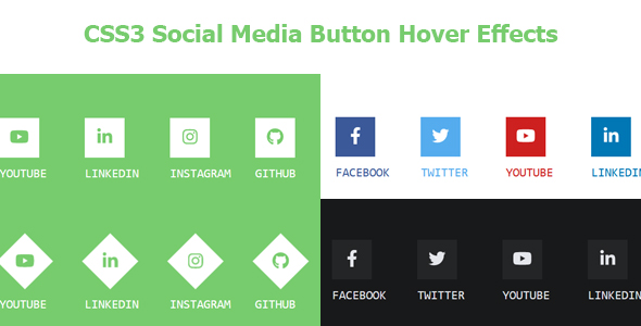CSS3 Social Media Button Hover Effects