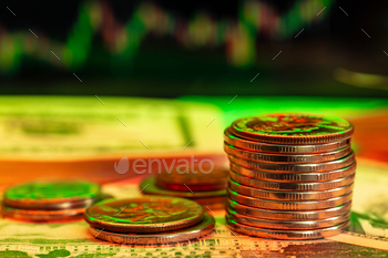 Close up of coins stacked on each other / Photodune, Misc