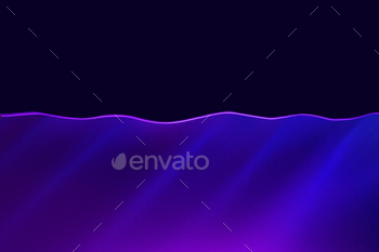 Waving water in aquarium in neon light against black background / Photodune, Misc