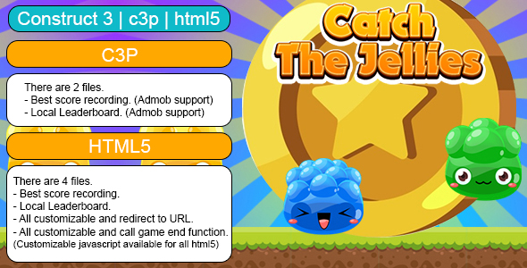 Catch The Jellies Game (Construct 3 | C3P | HTML5) Customizable and All Platforms Supported