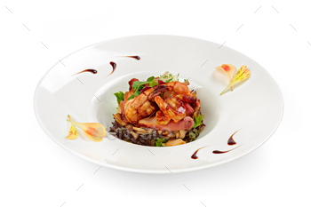Salad with grilled shrimps isolated on white / Photodune, Misc