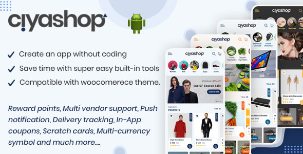 CiyaShop Natywna aplikacja na Androida oparta na WooCommerce
