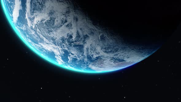 Camera Moving Under Earth in Space