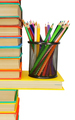 Books and pencils in a basket. On a white background. - PhotoDune Item for Sale