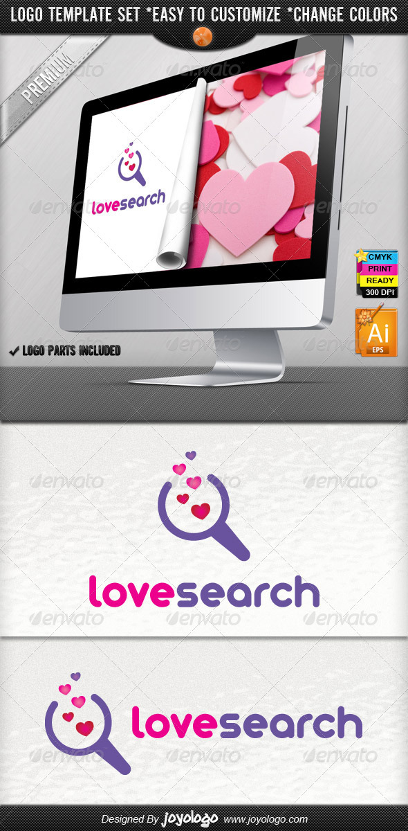 Bubble Hearts Social Media Love Search Logo Design